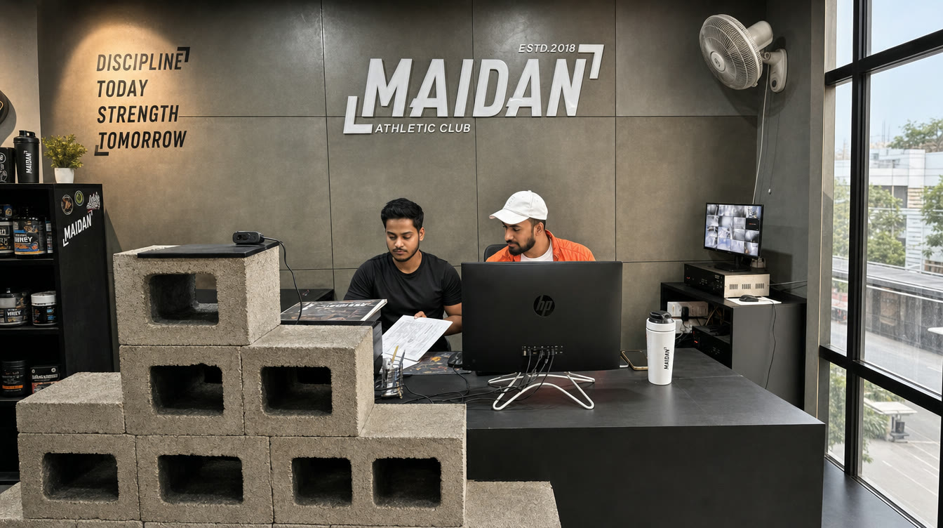 The front desk at Maidan Athletic Club